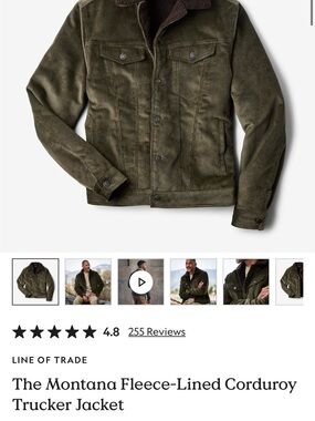 Lrg Olive Corduroy Trucker Jacket with Fleece Collar